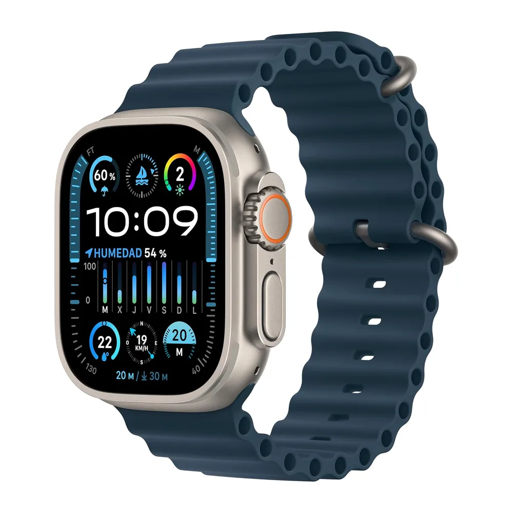 Apple Watch Ultra 2 [GPS + Cellular, 49MM] Titangehäuse mit Ocean Armband Blau - One Size (Generalüberholt)