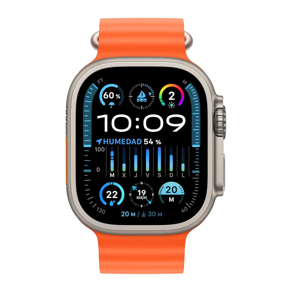 Apple Watch Ultra 2 [GPS + Cellular, 49MM] Titangehäuse mit Ocean Armband Orange - One Size (Generalüberholt) — 2
