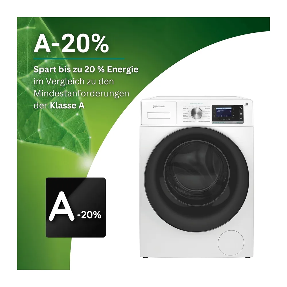 Bauknecht Waschmaschine 8kg, Stiftung Warentest GUT (2,4)*, Supreme Silence, EEK A-20%, 1400 U/min, — 5