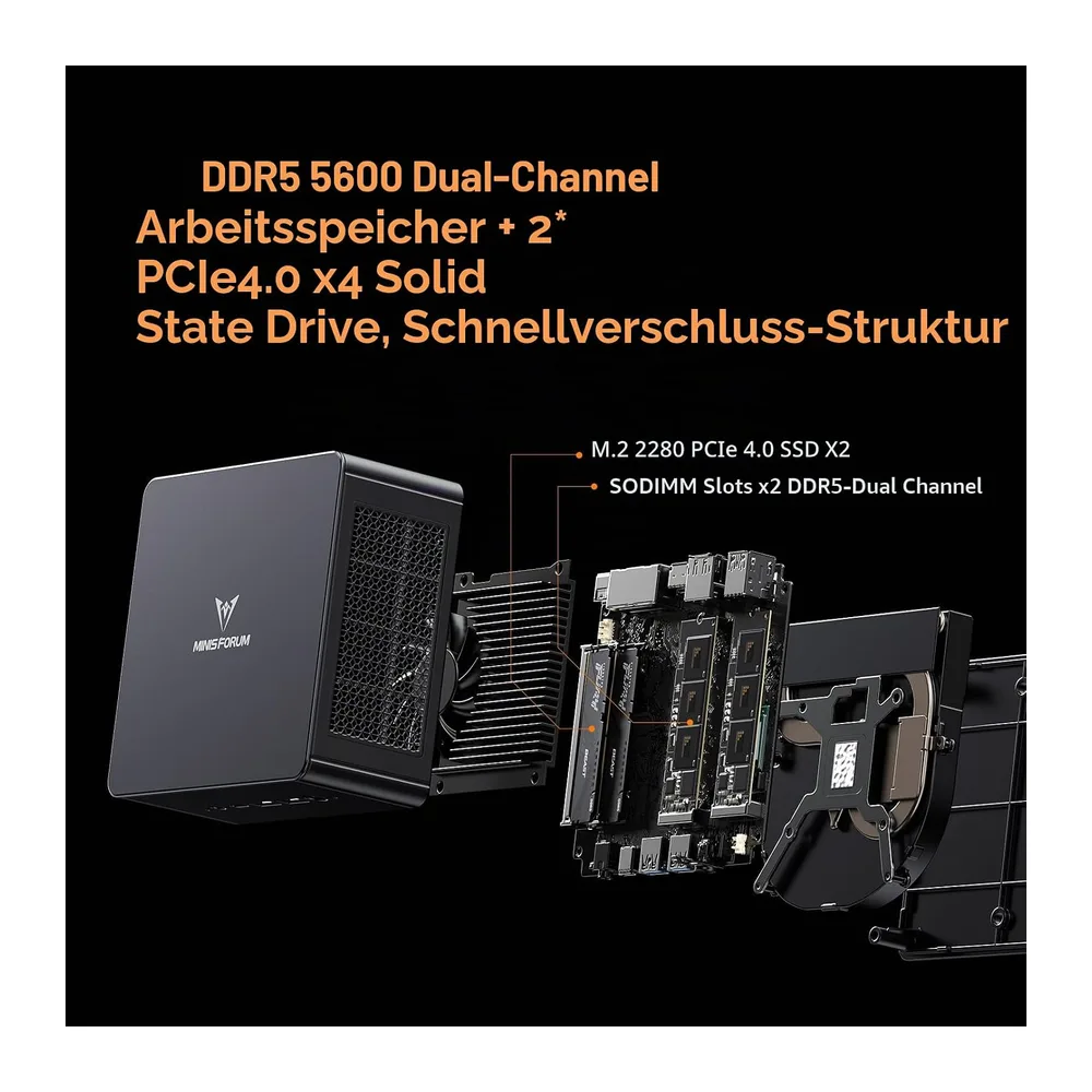 MINIS FORUM UM890 Pro Mini PC - AMD AI Ryzen 9 8945HS, 8 C/16 T, Radeon 780M GPU, 32GB DDR5 RAM, 1TB M.2 SSD, — 6