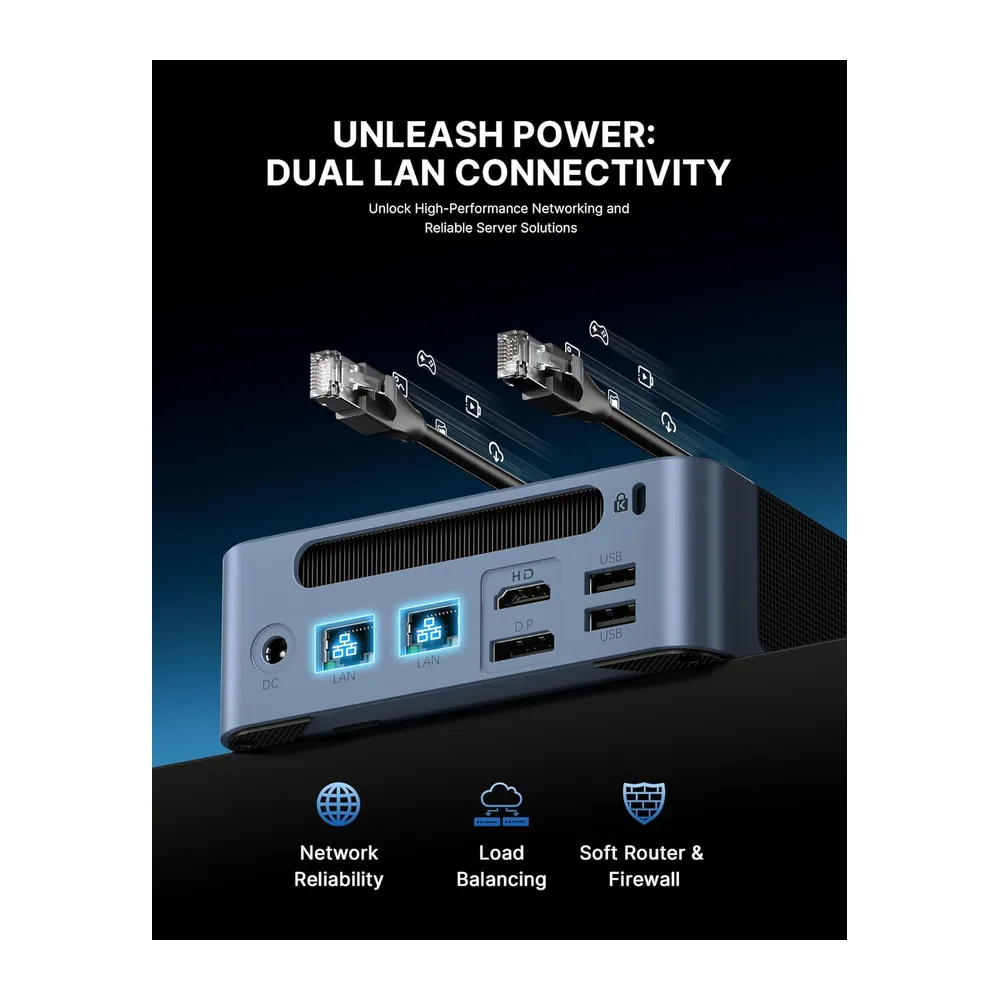 BOSGAME E5 Home-Office-Mini PC, Ryzen 5300U (Schlägt 4300U/N150, Bis zu 3.8GHz), 16GB DDR4 RAM 512GB NVMe — 6