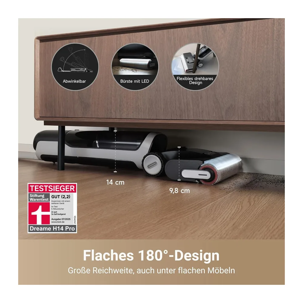 dreame H14 Pro Nass- und Trockensauger, 180° Lie-Flat, 60 °C Bürstenpflege, 5-min Trocknung, automatische — 2