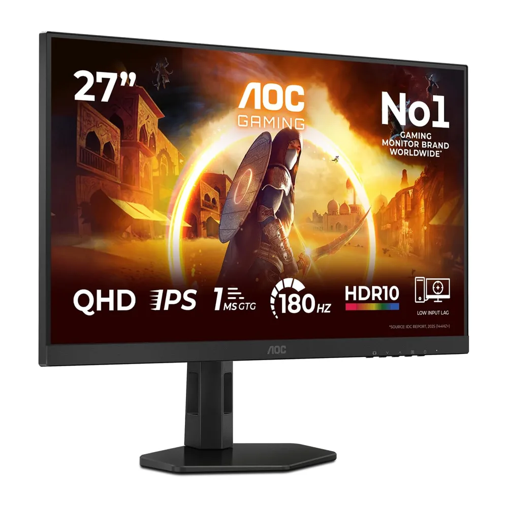 AOC Q27G4XF 27 Zoll WQHD Gaming Monitor, 180Hz, Fast IPS Panel, 1ms GtG, HDR10, G-Sync Compatible,