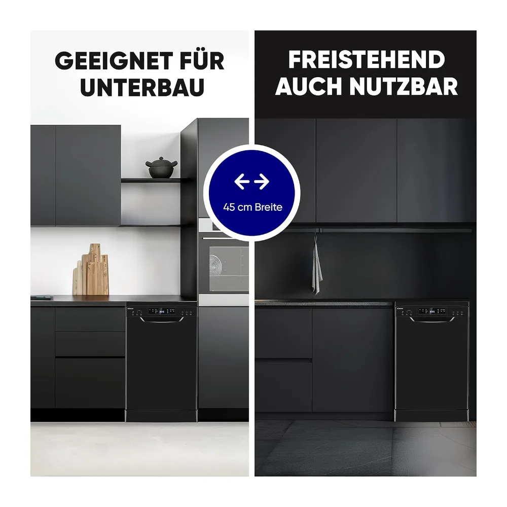 Bomann Geschirrspüler 45 cm | 10 Maßgedecke | Spülmaschine Stand o. Unterbau | 7 Programme & 2 Sprühebenen — 3