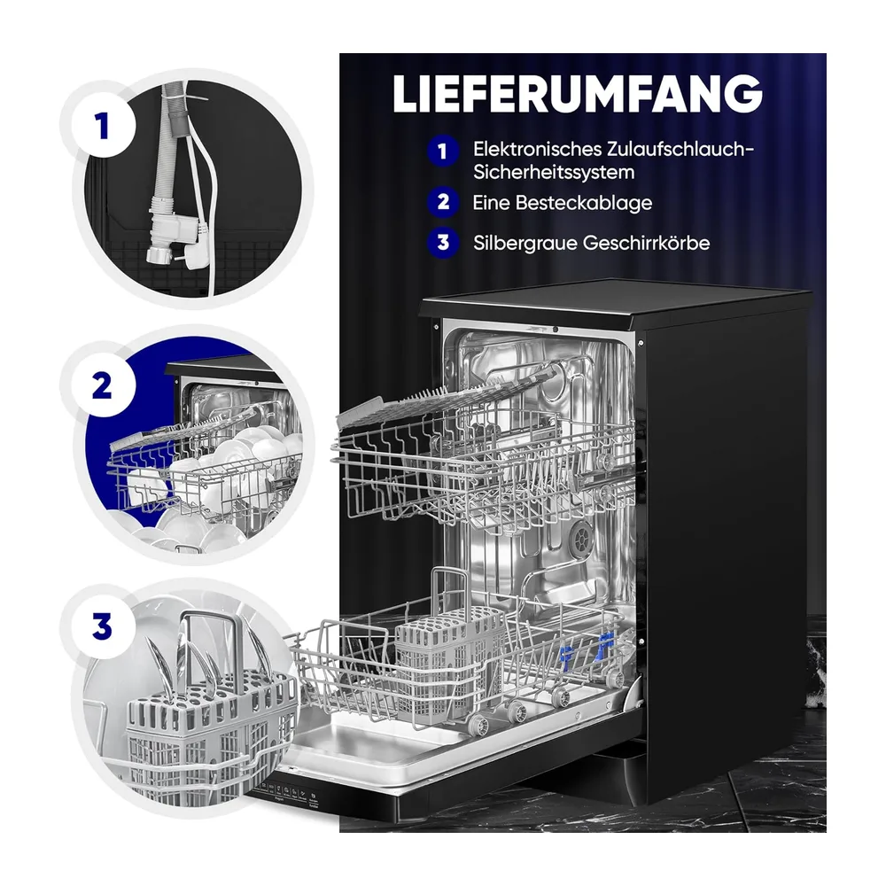 Bomann Geschirrspüler 45 cm | 10 Maßgedecke | Spülmaschine Stand o. Unterbau | 7 Programme & 2 Sprühebenen — 4