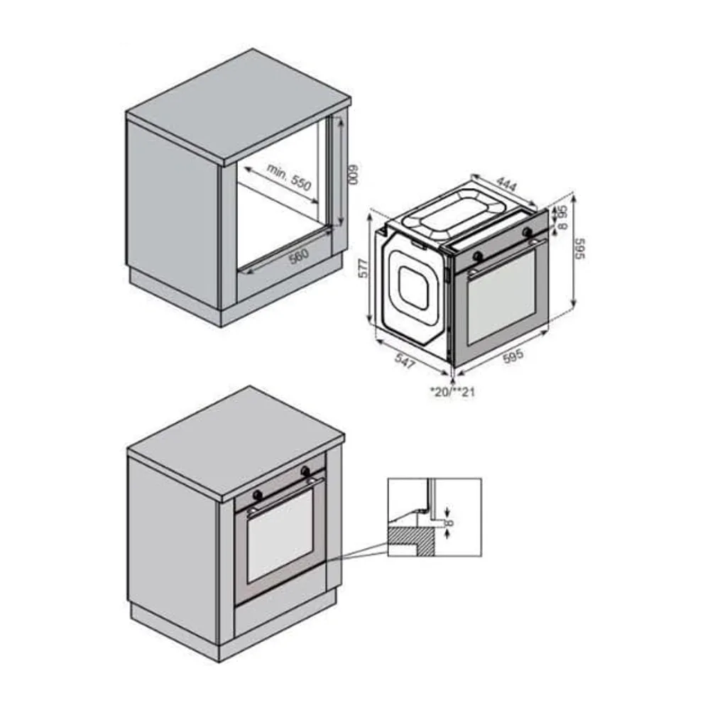 Gasline GB850-FIX Gas Einbaubackofen Gasherd Umluft 69 Liter Erdgas/Propan [Energieklasse A] — 3