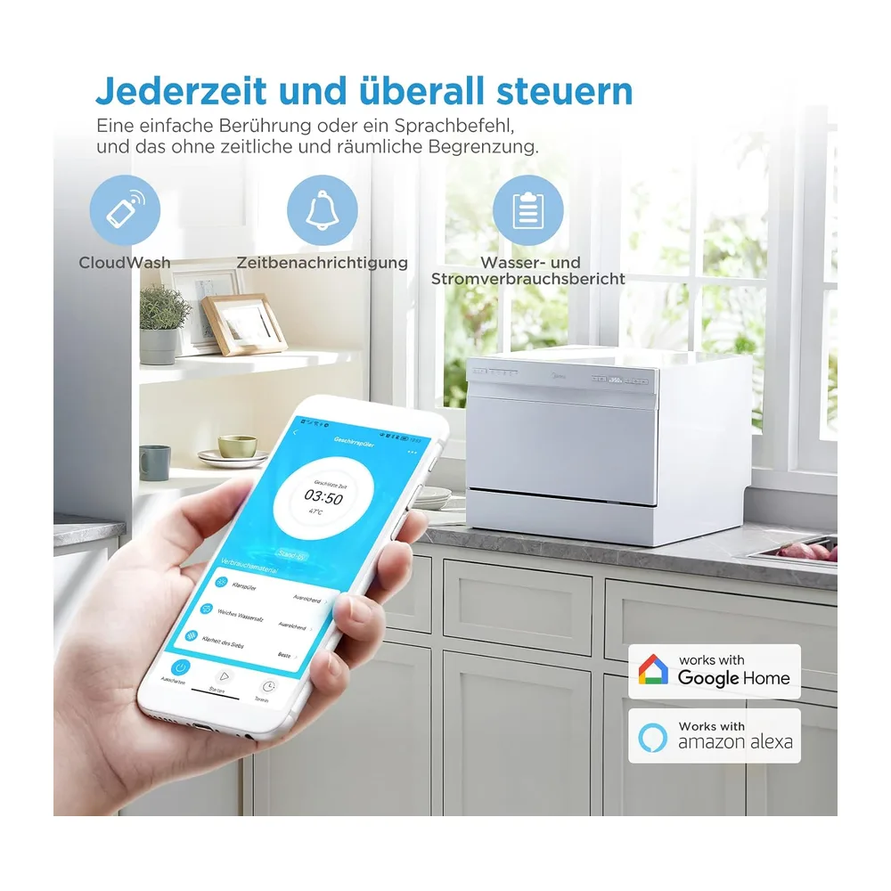 Midea Mini Geschirrspüler 6 Maßgedecke Tischgeschirrspüler EEK D 47 dB [Energieklasse D] — 4