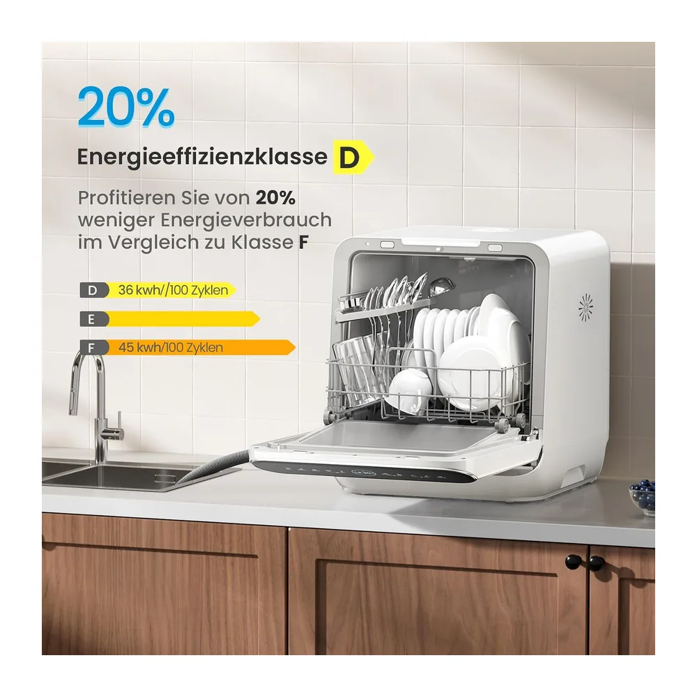 Midea Mini Tischgeschirrspüler 3 Maßgedecke mit Wassertank/Wasseranschluss [Energieklasse D] — 2