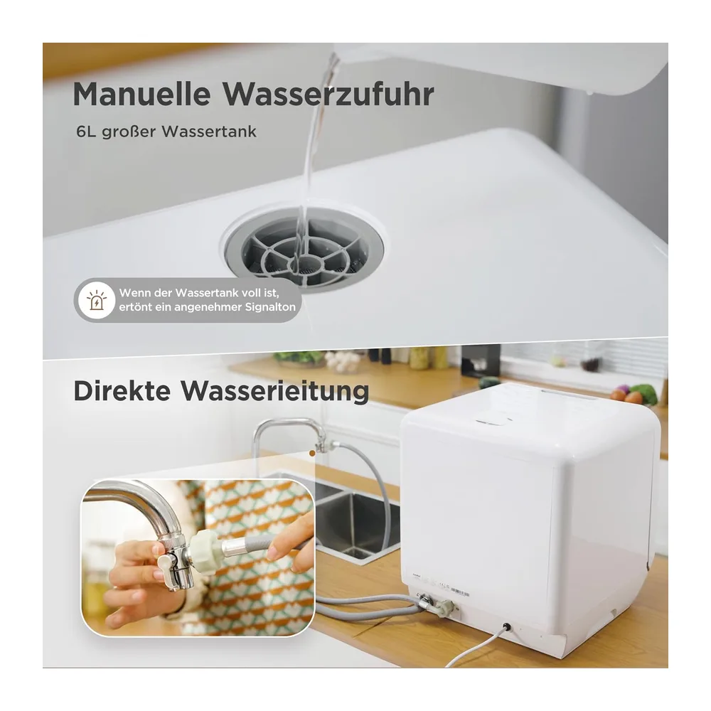 Midea Mini Tischgeschirrspüler 3 Maßgedecke mit Wassertank/Wasseranschluss [Energieklasse D] — 3