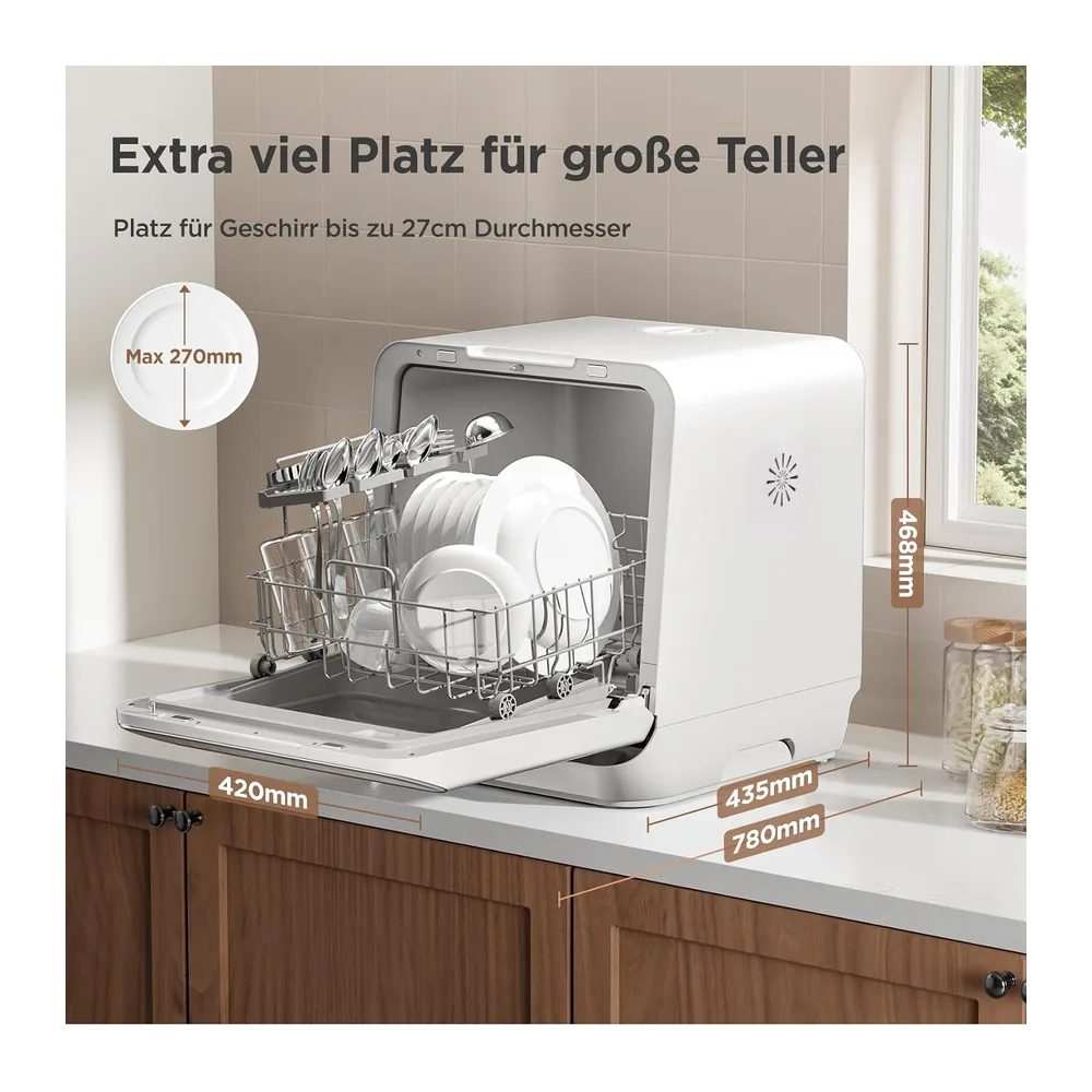Midea Mini Tischgeschirrspüler 3 Maßgedecke mit Wassertank/Wasseranschluss [Energieklasse D] — 4