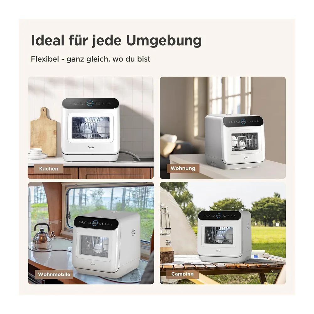 Midea Mini Tischgeschirrspüler 3 Maßgedecke mit Wassertank/Wasseranschluss [Energieklasse D] — 6