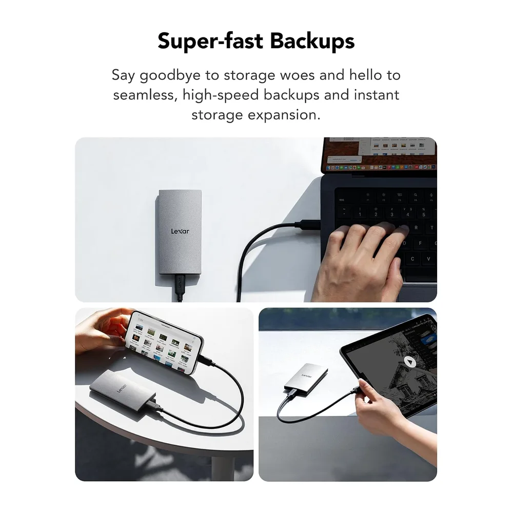 Lexar Externe SSD 1TB, USB 3.2 Gen2 Portable SSD, bis zu 1050 MB/s Lesen, 1000 MB/s Schreiben, Tragbare SSD — 3
