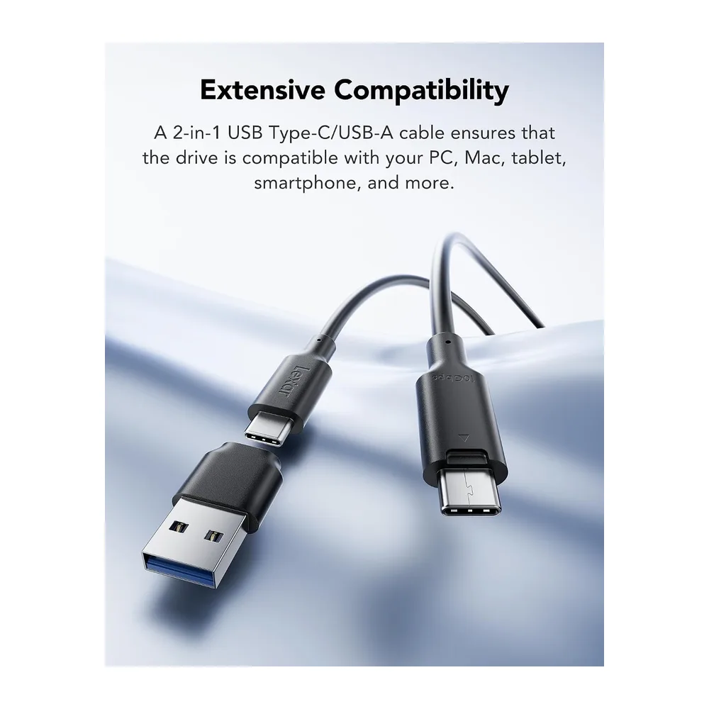 Lexar Externe SSD 1TB, USB 3.2 Gen2 Portable SSD, bis zu 1050 MB/s Lesen, 1000 MB/s Schreiben, Tragbare SSD — 6