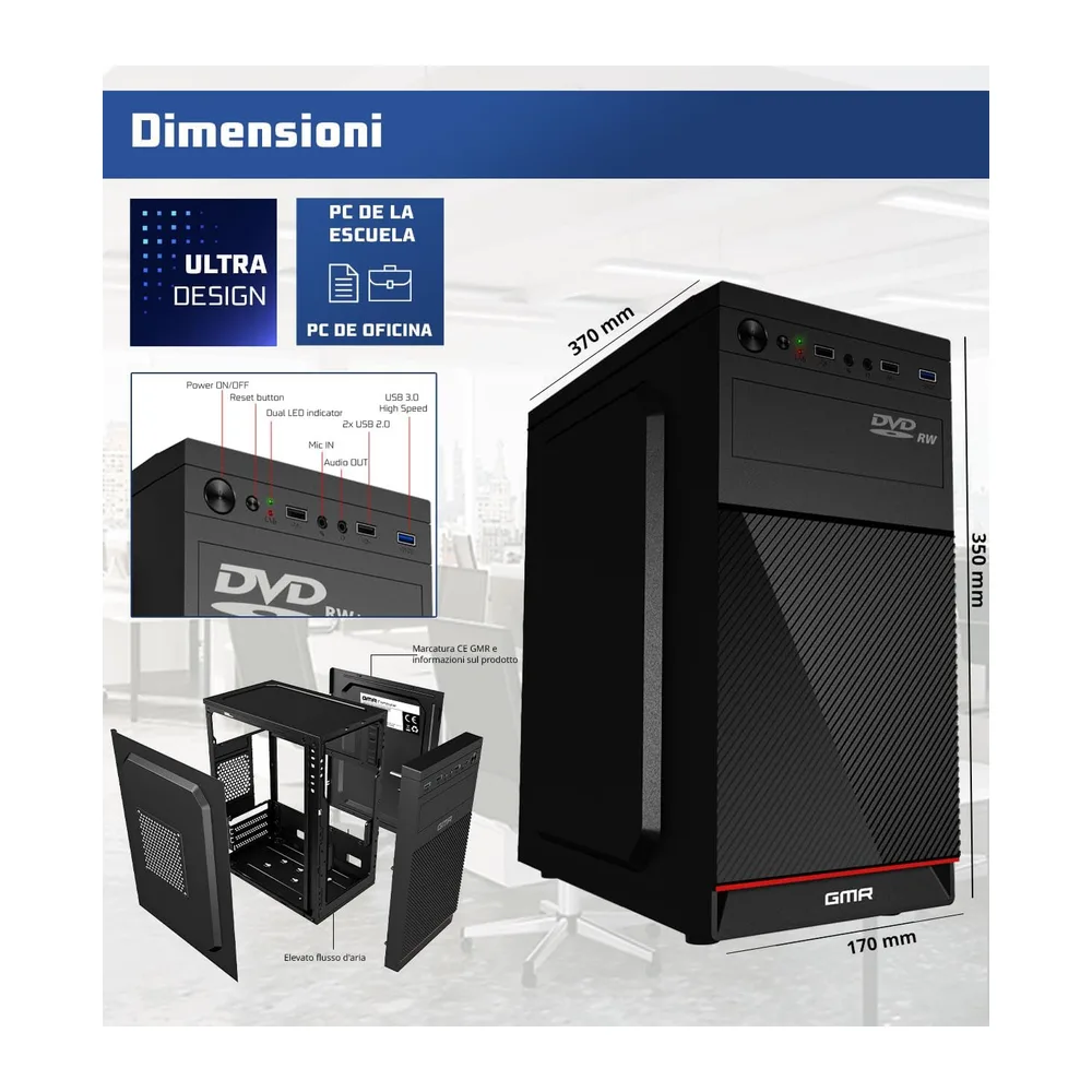 Schneller PC mit Intel Core i5 - Desktop Computer + Silent Rechner für Büro & Home Office - 16GB RAM - 512GB — 3