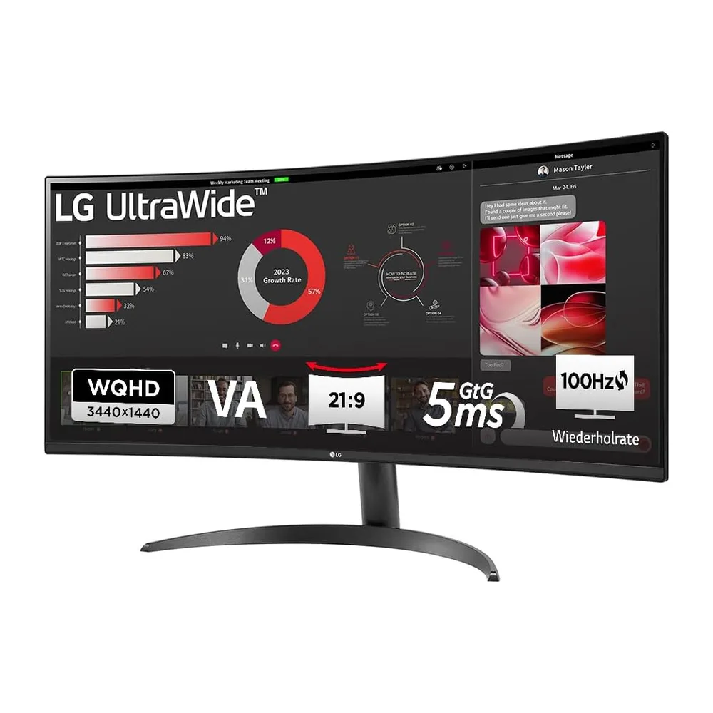 LG UltraWide™ 34WR50QK-B 34 Zoll 21:9 Curved UWQHD VA Monitor