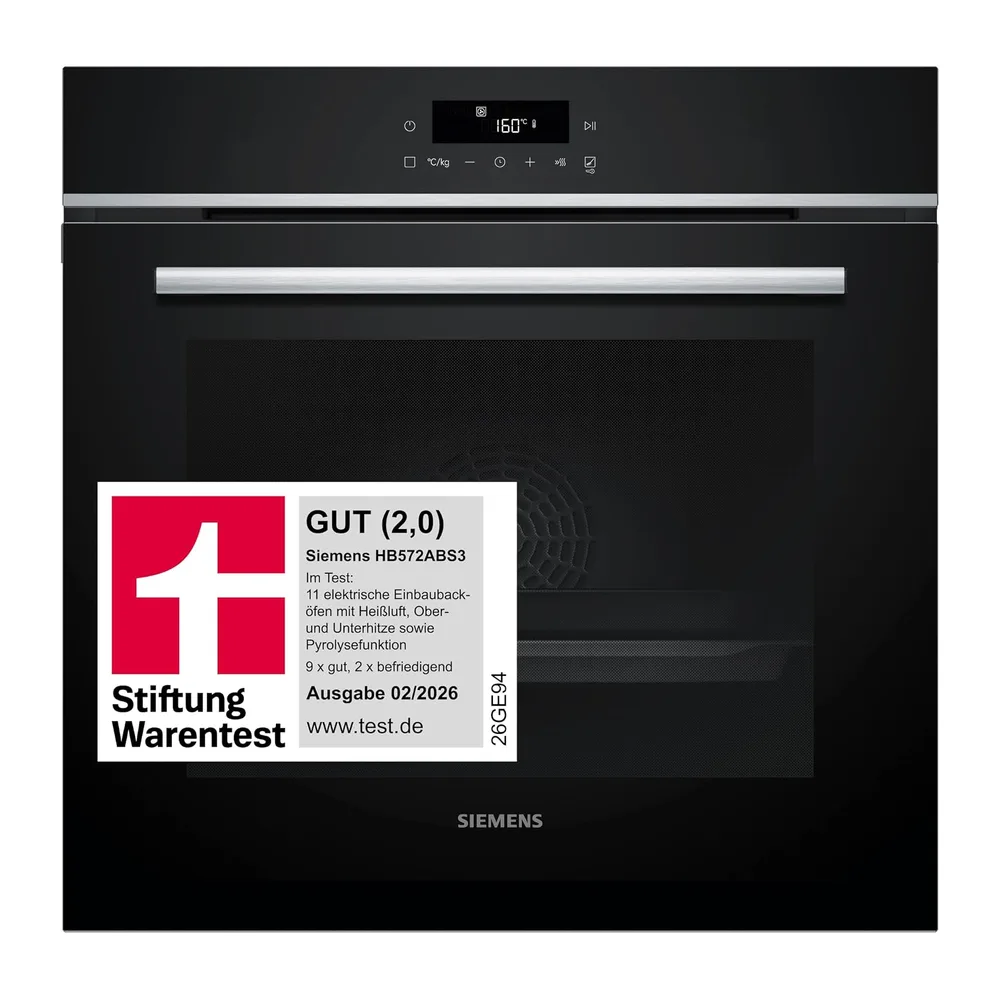 Siemens iQ300 Einbau-Backofen 60 x 60 cm Edelstahl airFry HB572ABS3 [Energieklasse A+]
