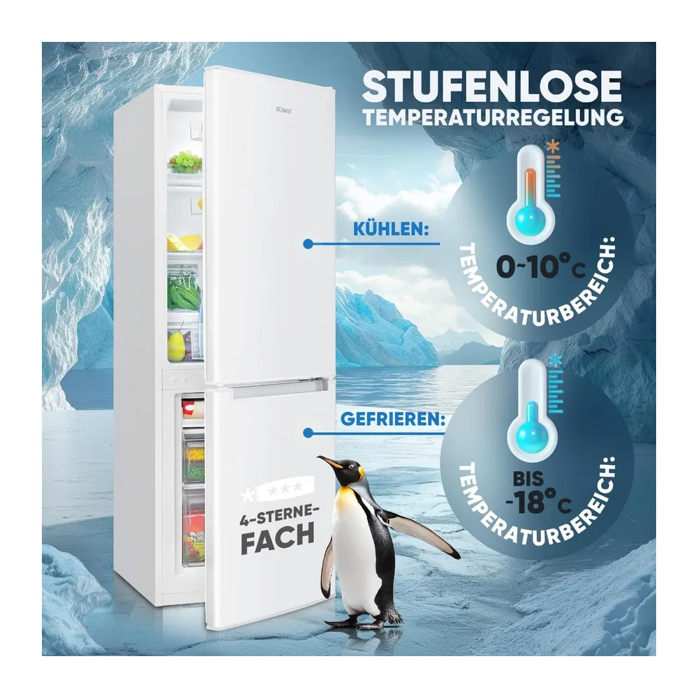Bomann® Kühlschrank mit Gefrierfach | Energieklasse C | 143cm | Kühl Gefrierkombination leise 40 dB | 3 — 3