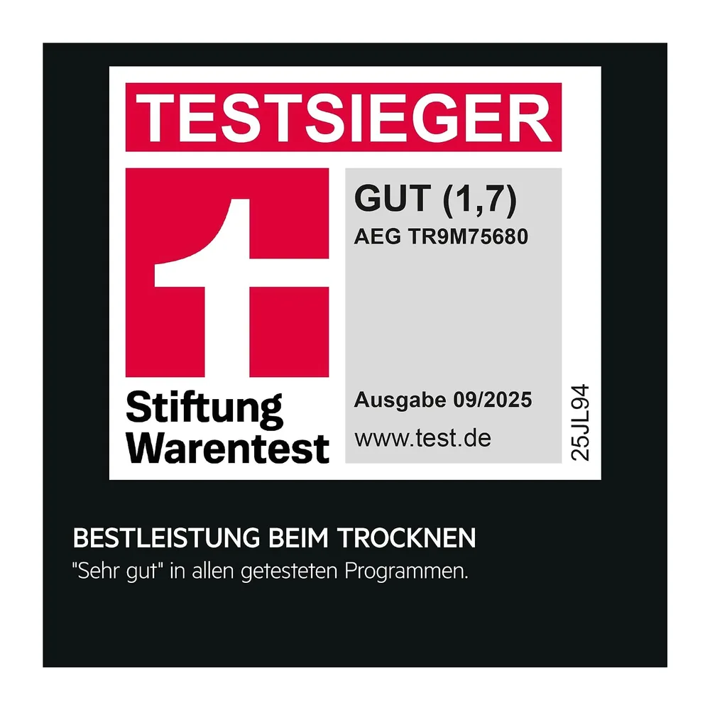 AEG Serie 9000 Wärmepumpentrockner Testsieger Stiftung Warentest — 2