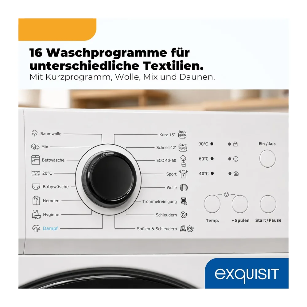 Exquisit Waschmaschine 6kg - Kleine Waschmaschine - 44 cm Tiefe - Weiss [Energieklasse A] — 5