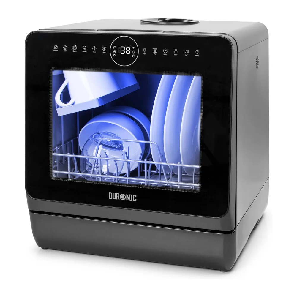 Duronic DW5 BK Spülmaschine, Mini Geschirrspüler für bis 4 Personen [Energieklasse D]