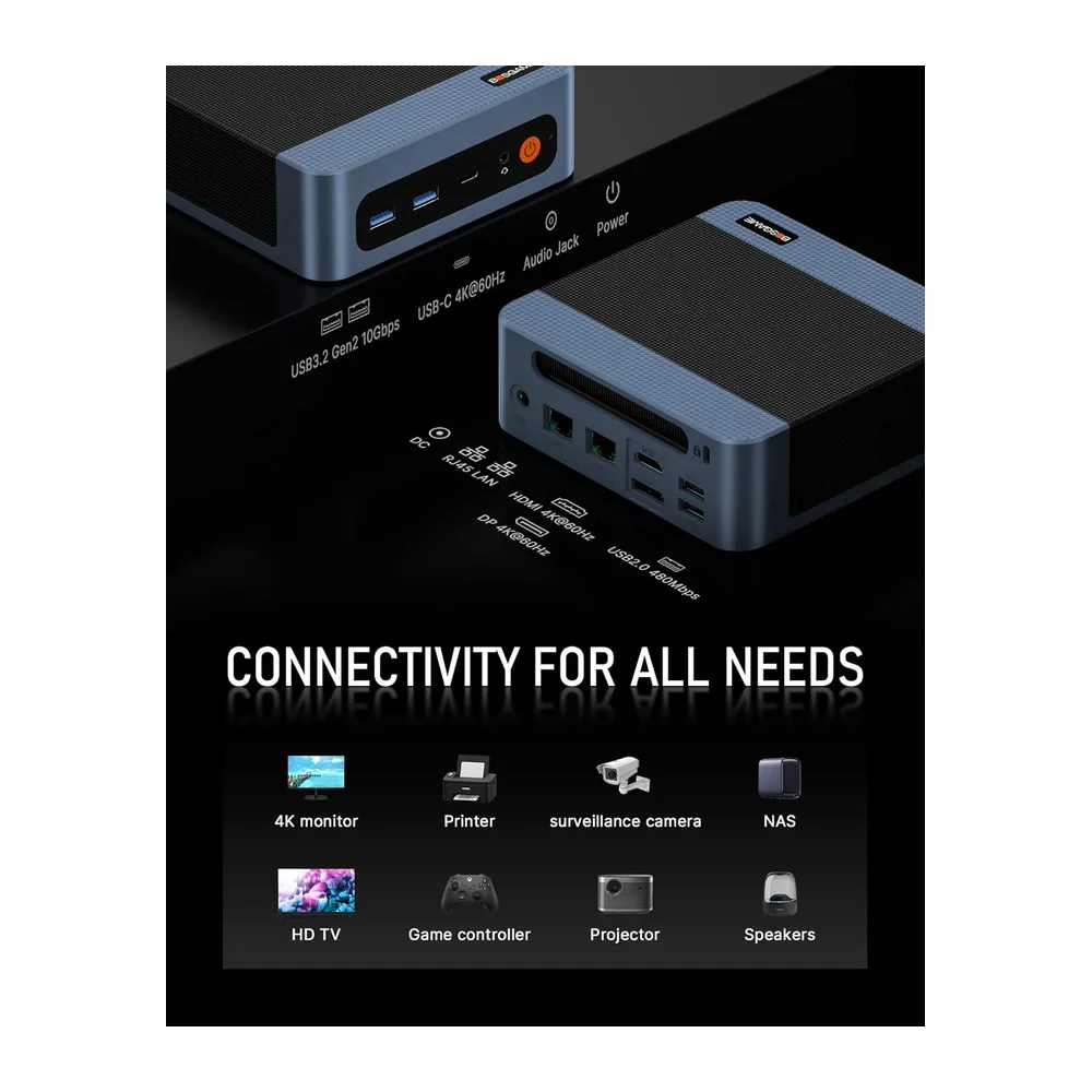 BOSGAME E5 Plus Mini PC, Ryzen 5400U (bis zu 4,0 GHz), 8GB DDR4, 256GB SSD — 5