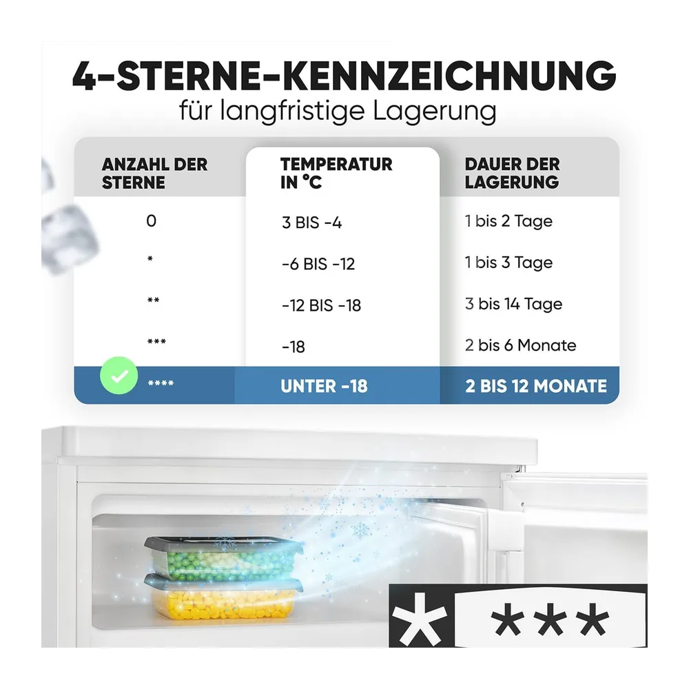 Bomann® Kühlschrank mit Gefrierfach | 109 Liter | energieeffizient, leise & kompakt | 2 Ablagen, Obst- & — 3