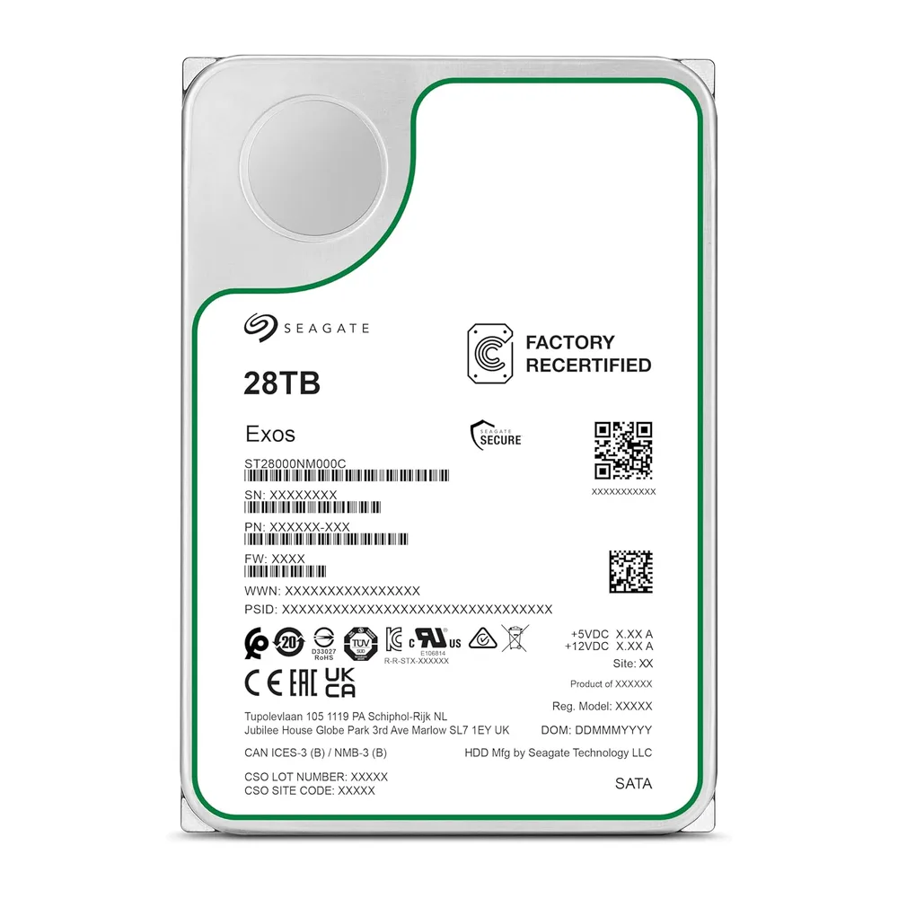 Seagate Exos 28TB Interne Server Festplatte ST28000NM000C 3,5 Zoll HDD SATA 6Gb/s 7200RPM 512MB Cache