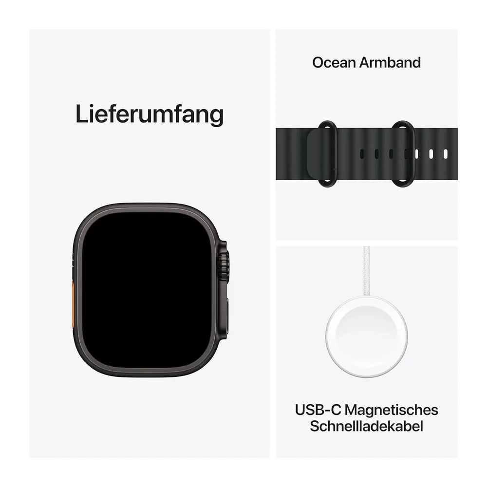 Apple Watch Ultra 2 [GPS + Celular, 49mm] Titangehäuse mit Black Ocean Band, One Size (Generalüberholt) — 6