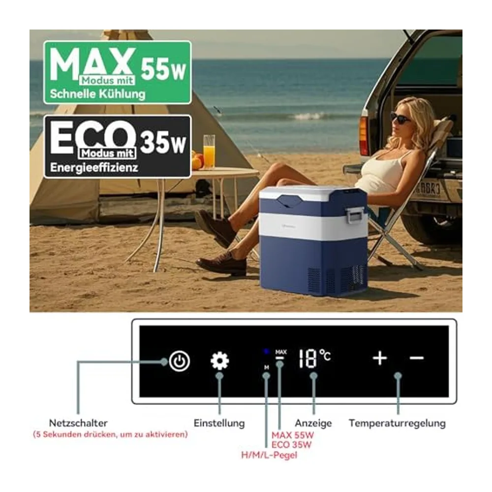 BINGI Kompressor Kühlbox 42L Tragbarer Auto-Kühlschrank 12/24V DC und 230V AC Mini Gefrierschrank für Auto — 5