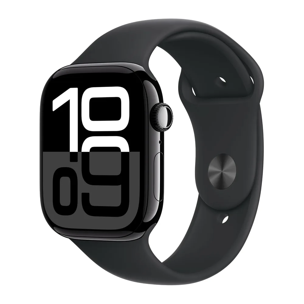 Apple Watch Series 10 (GPS + Cellular 46 mm) Smartwatch mit Aluminiumgehäuse in Diamantschwarz und