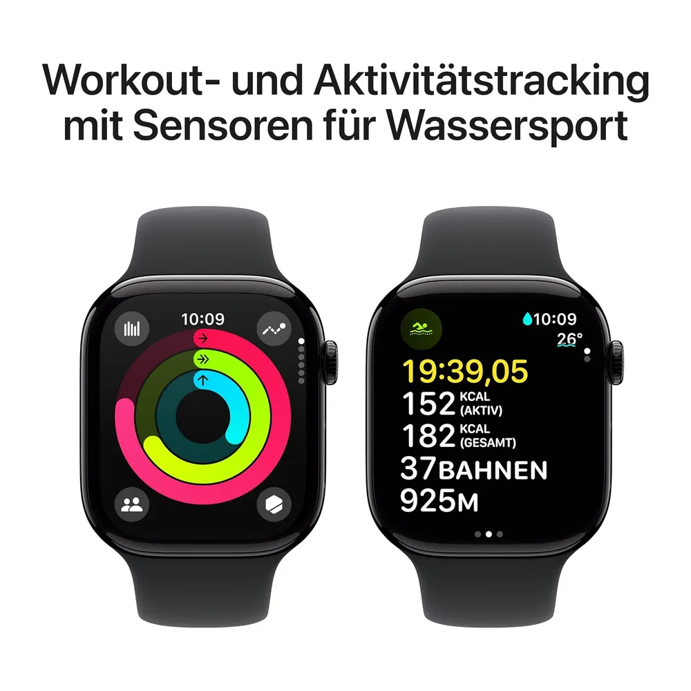 Apple Watch Series 10 (GPS + Cellular 46 mm) Smartwatch mit Aluminiumgehäuse in Diamantschwarz und — 4