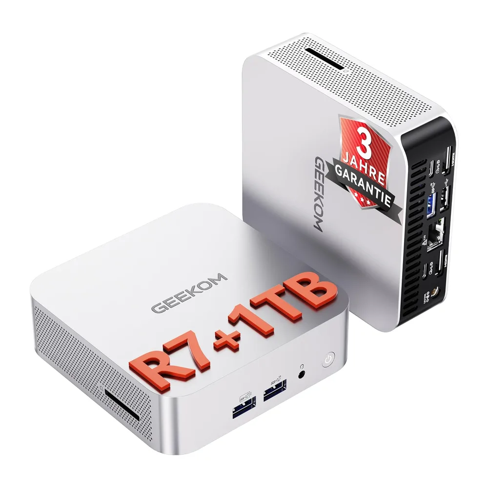 GEEKOM A6 Mini PC mit AMD Ryzen 7 6800H(übertrifft 7640HS),1TB PCIe 4.0 SSD
