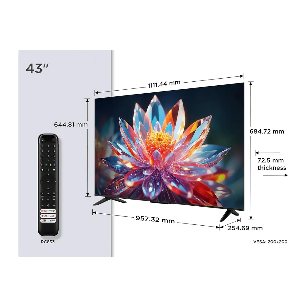TCL 43T6C 43 Zoll QLED Fernseher, 4K UHD Fire TV, HDR10+, Dolby Vision & Atmos, Smart TV mit Sprachsteuerung — 2