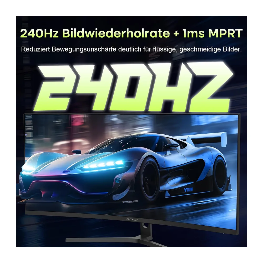Amzfast 34 Zoll Curved Gaming Monitor, 3440x1440 UWQHD, 240Hz, 1ms MPRT, 1500R VA Curved, 21:9, 3000:1 — 2