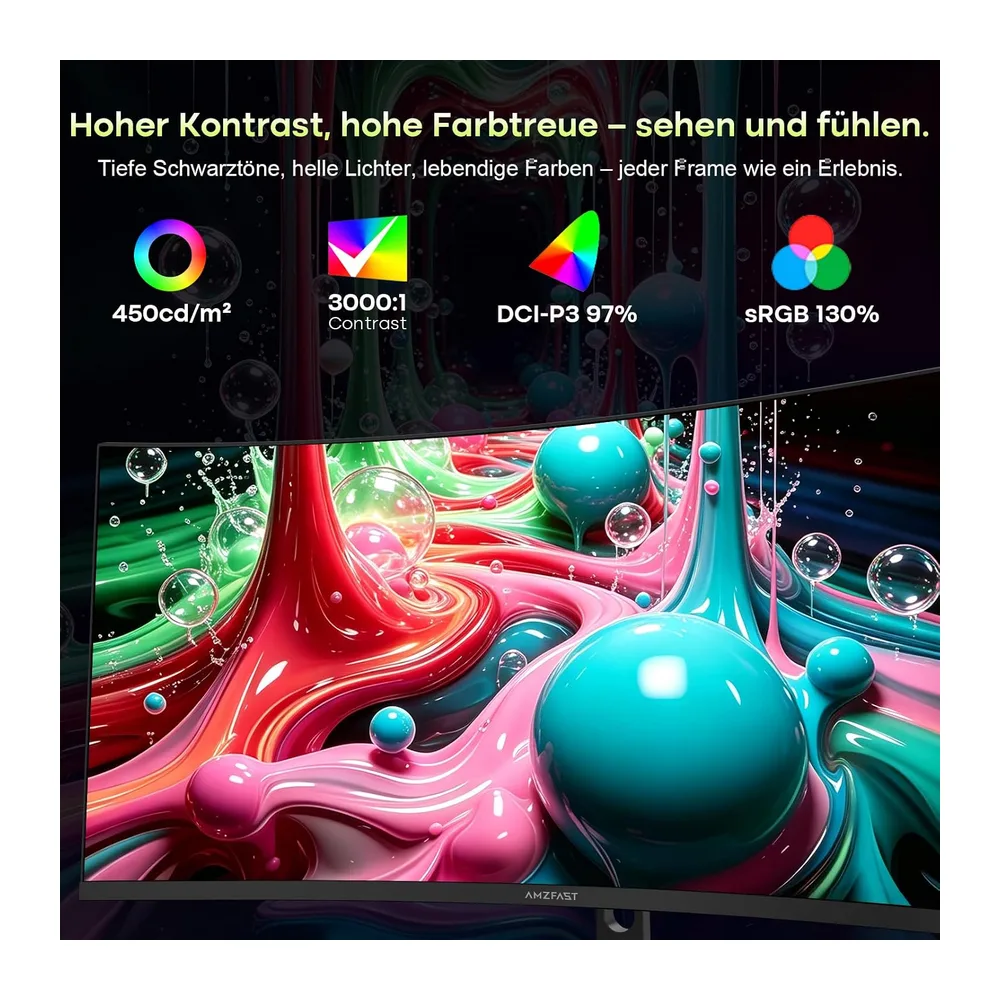 Amzfast 34 Zoll Curved Gaming Monitor, 3440x1440 UWQHD, 240Hz, 1ms MPRT, 1500R VA Curved, 21:9, 3000:1 — 5
