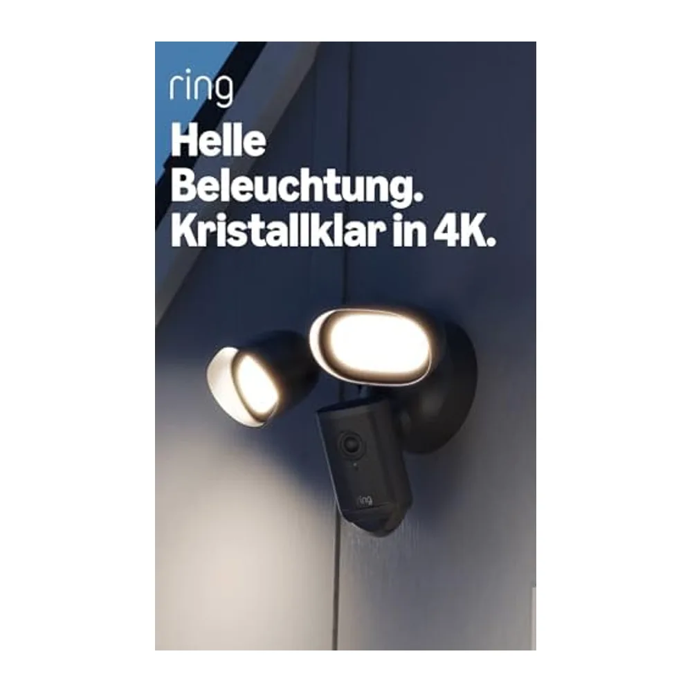 Ring Floodlight Camera 4K Pro, Flutlichtkamera (neueste Generation), Außenkamera, Retinal 4K, optimierter