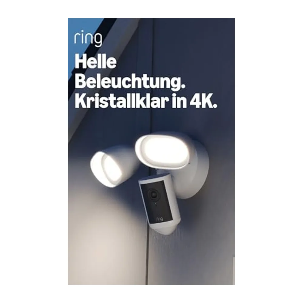 Ring Floodlight Camera 4K Pro, Flutlichtkamera (neueste Generation), Außenkamera, Retinal 4K, optimierter