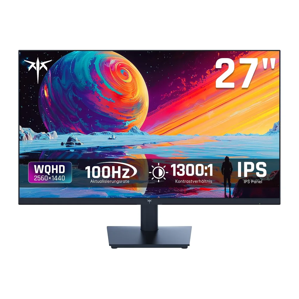 KTC Monitor 27 Zoll, QHD 2K 2560×1440, 100Hz OC 120Hz, IPS Panel, Anti-Blaulicht Bildschirm, 96% DCI-P3, 126%
