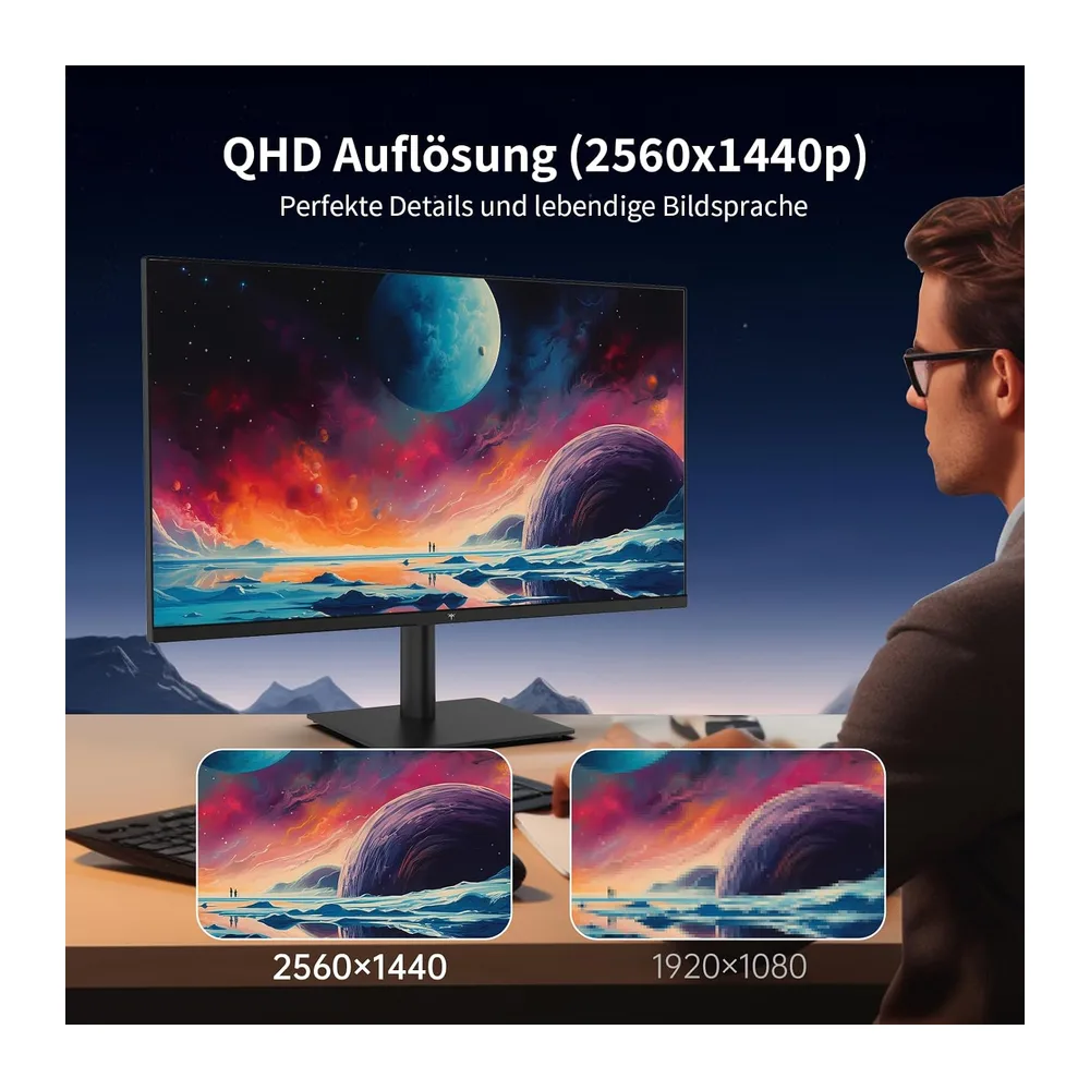 KTC Monitor 27 Zoll, QHD 2K 2560×1440, 100Hz OC 120Hz, IPS Panel, Anti-Blaulicht Bildschirm, 96% DCI-P3, 126% — 2