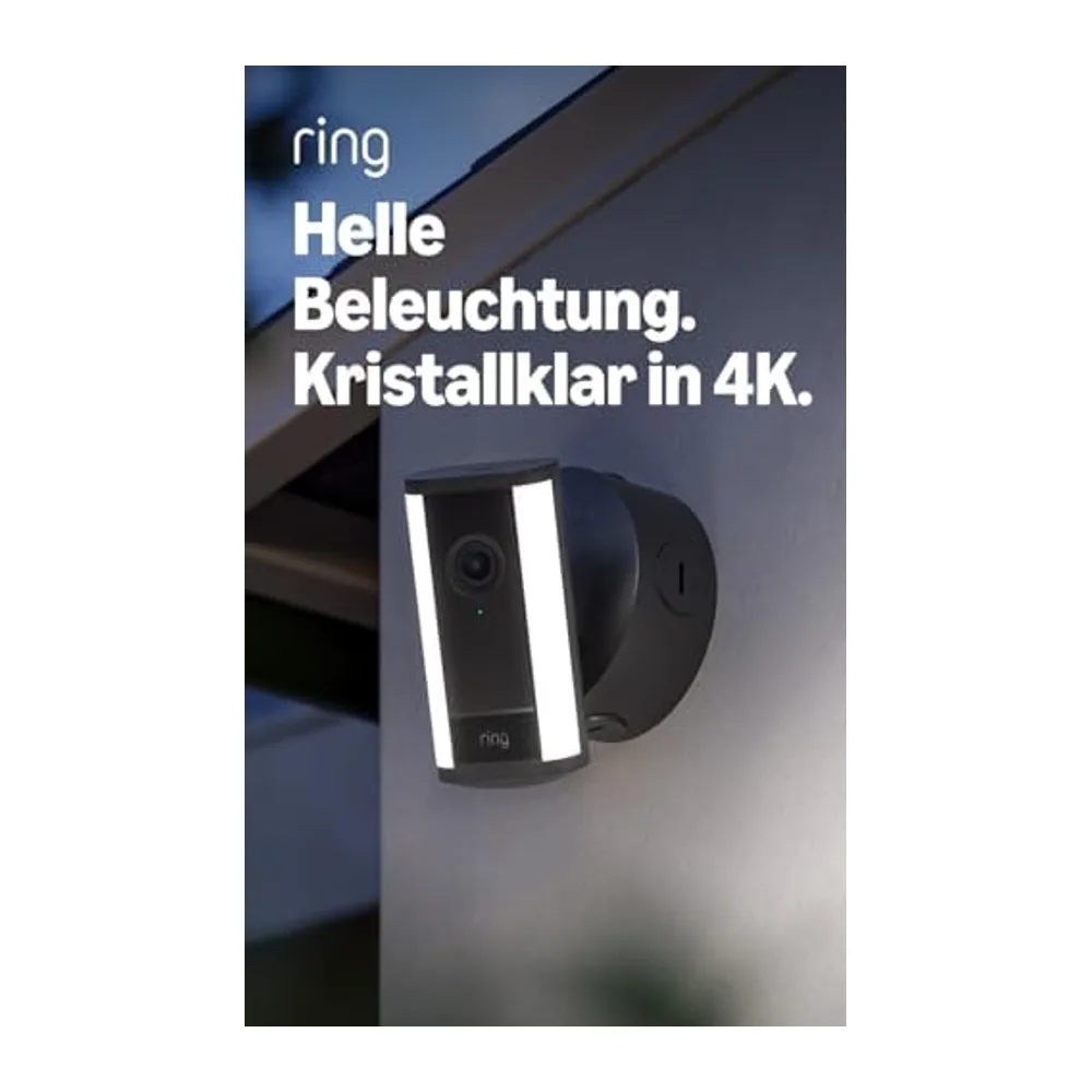 Ring Spotlight Camera 4K Pro, Spotlight Kamera (neueste Generation), Power-over-Ethernet, Außenkamera,