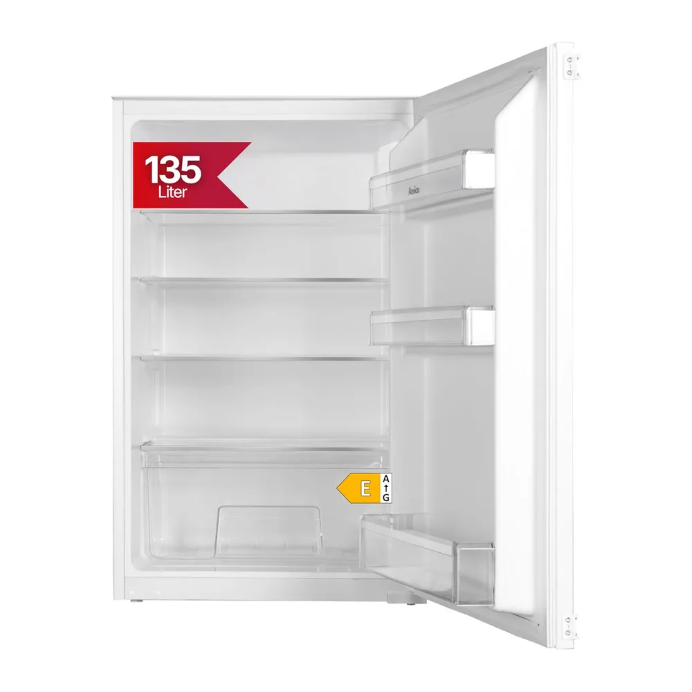 Amica EVKS 16172-1 Einbaukühlschrank 88 cm Nische Schlepptür Inverter Kompressor 135 L LED Beleuchtung