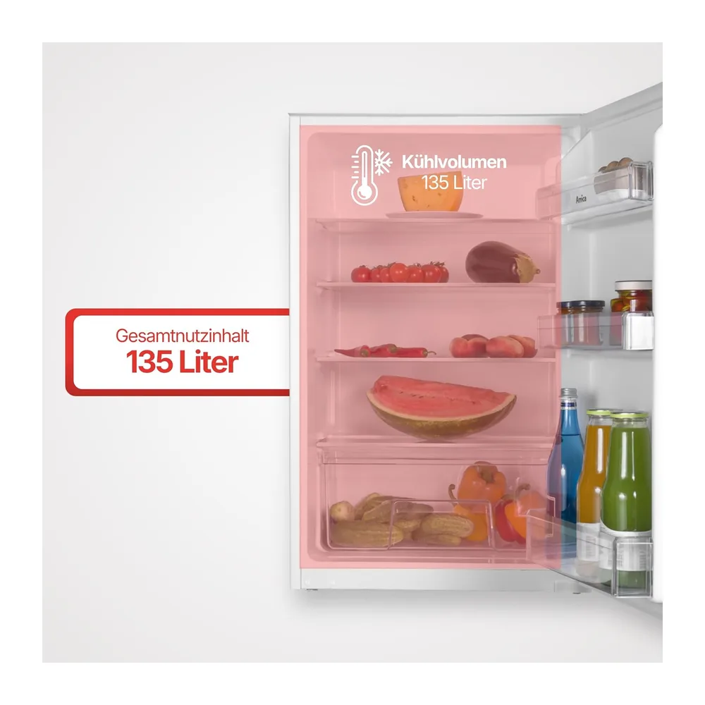 Amica EVKS 16172-1 Einbaukühlschrank 88 cm Nische Schlepptür Inverter Kompressor 135 L LED Beleuchtung — 2