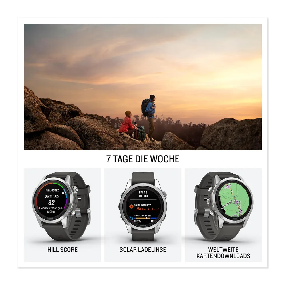 Garmin fēnix 7S Pro [renewed] – GPS-Multisport-Smartwatch mit Solarladelinse, Farbdisplay und — 2