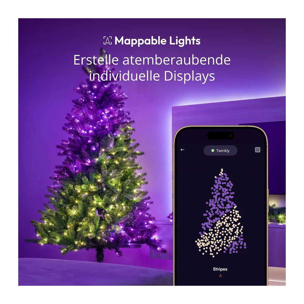 Twinkly Strings HD 700 Smart RGB+W LEDs, 38,5 Meter, Grüne Leitung, Weihnachtsbeleuchtung für Innen- und — 3