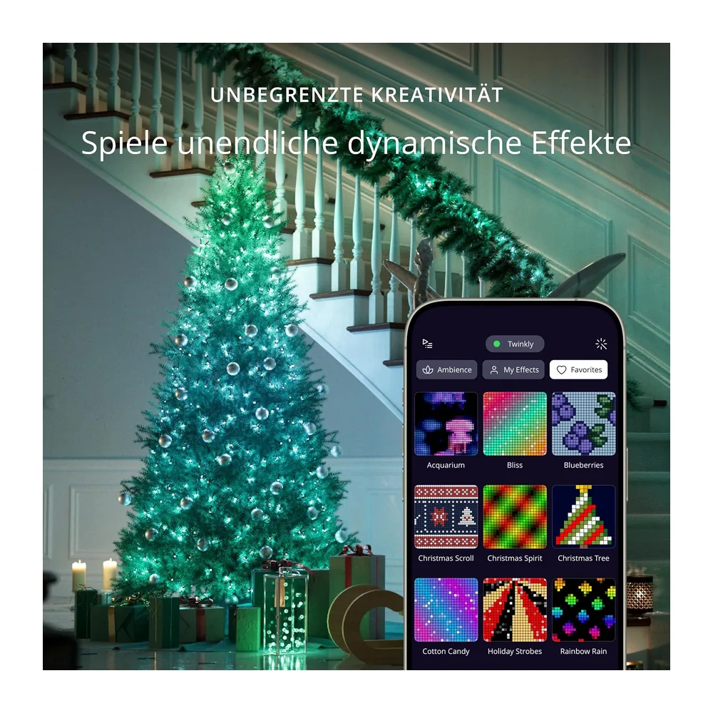 Twinkly Strings HD 700 Smart RGB+W LEDs, 38,5 Meter, Grüne Leitung, Weihnachtsbeleuchtung für Innen- und — 4