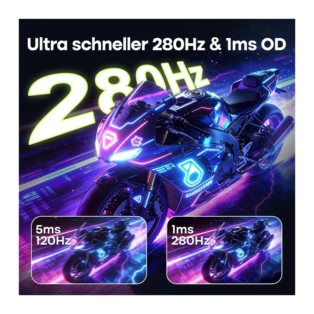 Amzfast Gaming Monitor Curved 27 Zoll, 280Hz, QHD 2560x1440, HDMI 2.1x2 — 3