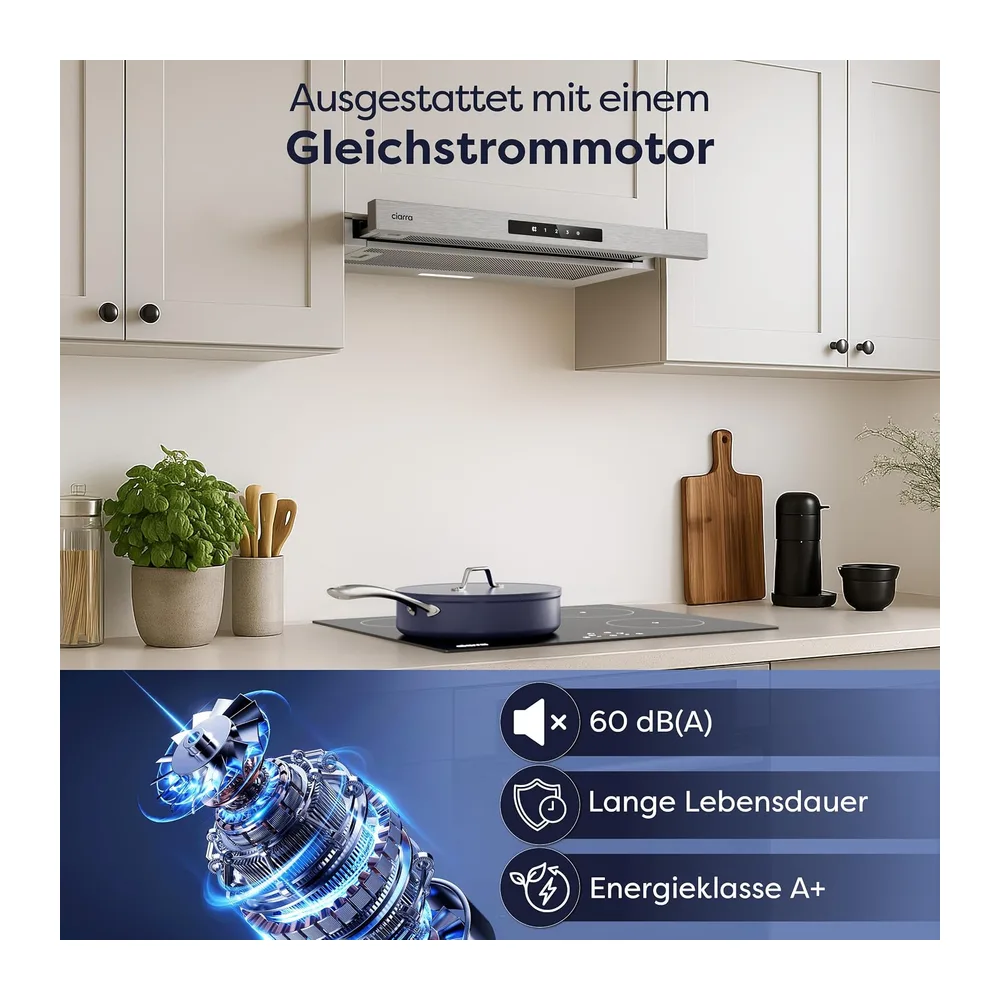 CIARRA CBCS6909A A+ Flachschirmhaube Dunstabzugshaube 60 cm Umluft Abluft [Energieklasse A+] — 4