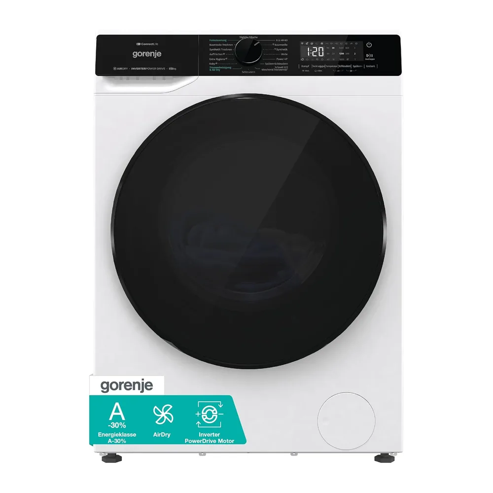 Gorenje WD2PA854ADW, DE Waschtrockner, Connect Life, 16 Programme, 8kg waschen, 5kg trocknen, 54 Liter, 1400