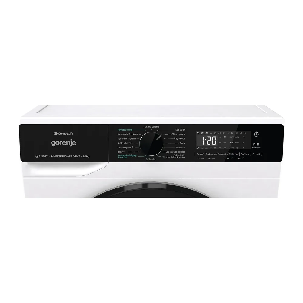 Gorenje WD2PA854ADW, DE Waschtrockner, Connect Life, 16 Programme, 8kg waschen, 5kg trocknen, 54 Liter, 1400 — 6
