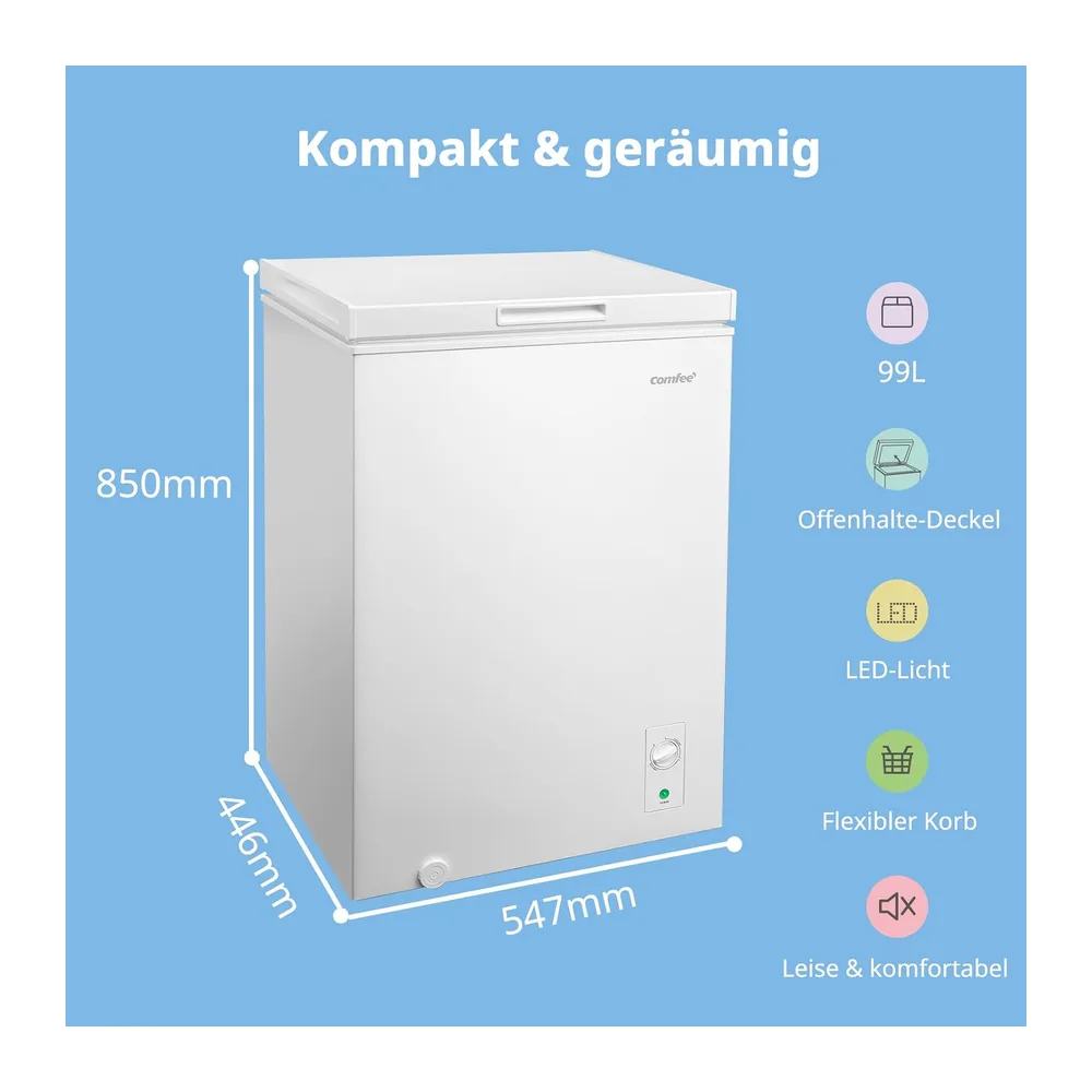 Comfee 99L Gefriertruhe, Freistehend [Energieklasse E] — 2